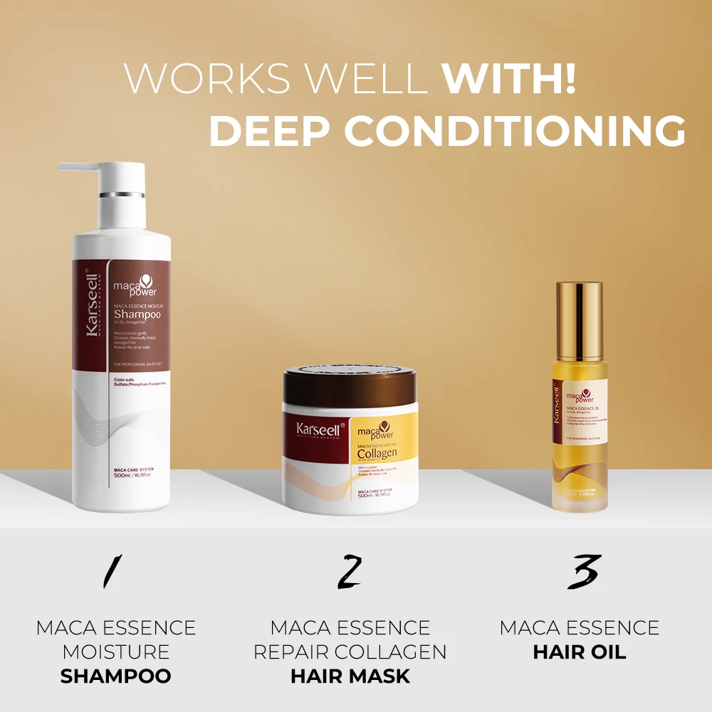 Karseell Collagen Cabello Argan Hair oil Shampoo and Conditioner Hair Care Product Series for Dry Damaged Hair All Hair Types - Image 4