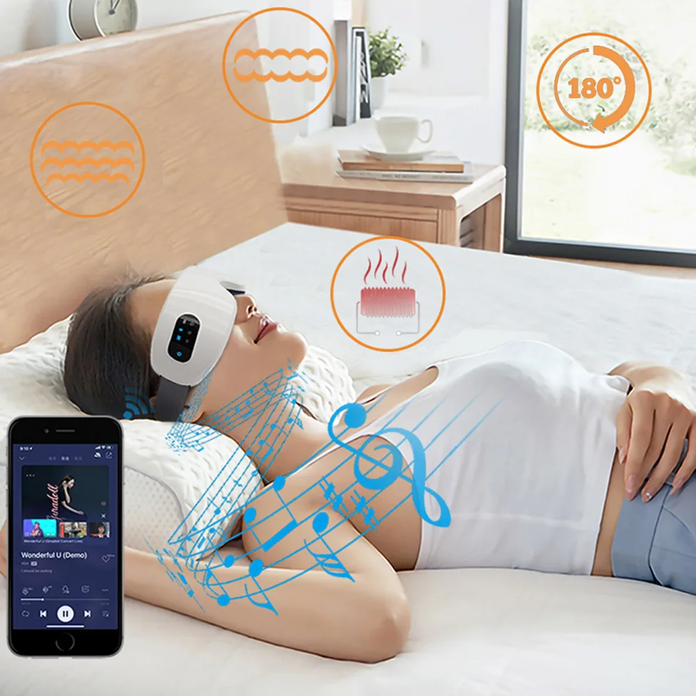 Smart Electric Eye Massager Air Pressure Hot Compress Massage Glasses Foldable Bluetooth Music Eyes Massage USB Rechargeable - Image 3