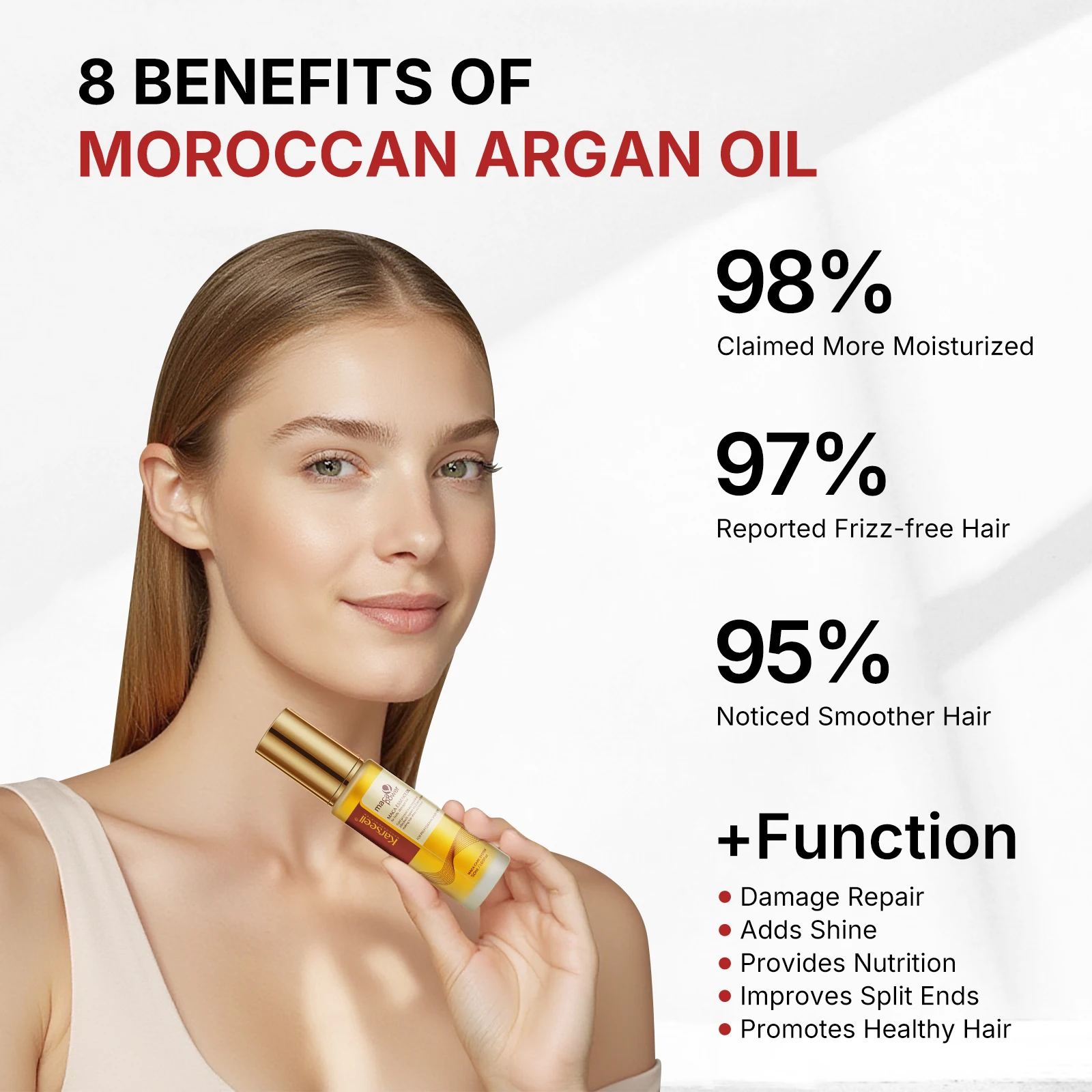 Karseell Cold-Pressed Moroccan Argan Hair Oil Weightless Repair & Nourishment for Damaged Hair - Image 3