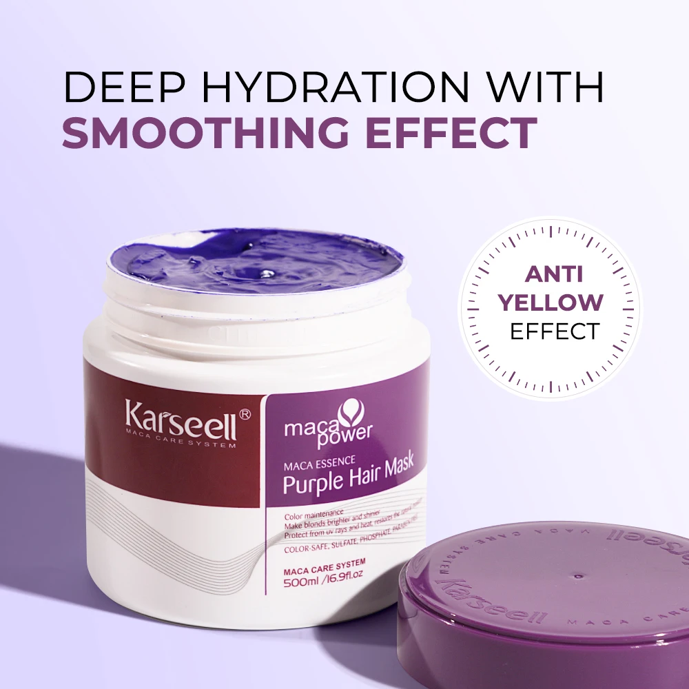 Karseell Purple Hair Mask 100ml/500ml Professional Neutralizes Brass Yellow Tones For Blonde Silver Gray Highlighted Hair - Image 4