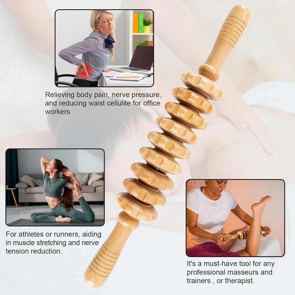 Curved Wood Roller for Stomach Cellulite,Wooden Therapy Massage Tool for Body Shaping,Wood Massager Stick for Lymphatic Drainage - Image 6