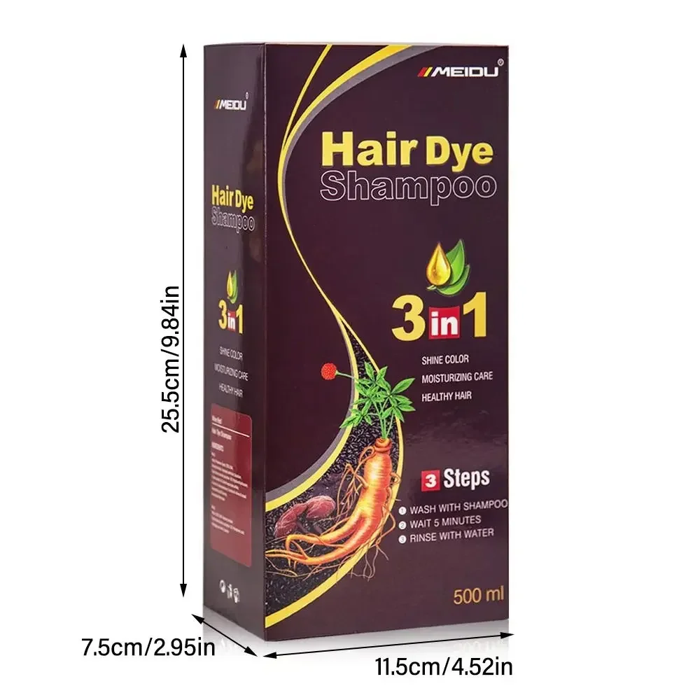 3 In 1 Instant Coloring Shampoo 500ml Natural Black Color for Men Women Hair Dye Herbal Brown Purple Hair Dye Shampoo - Image 5