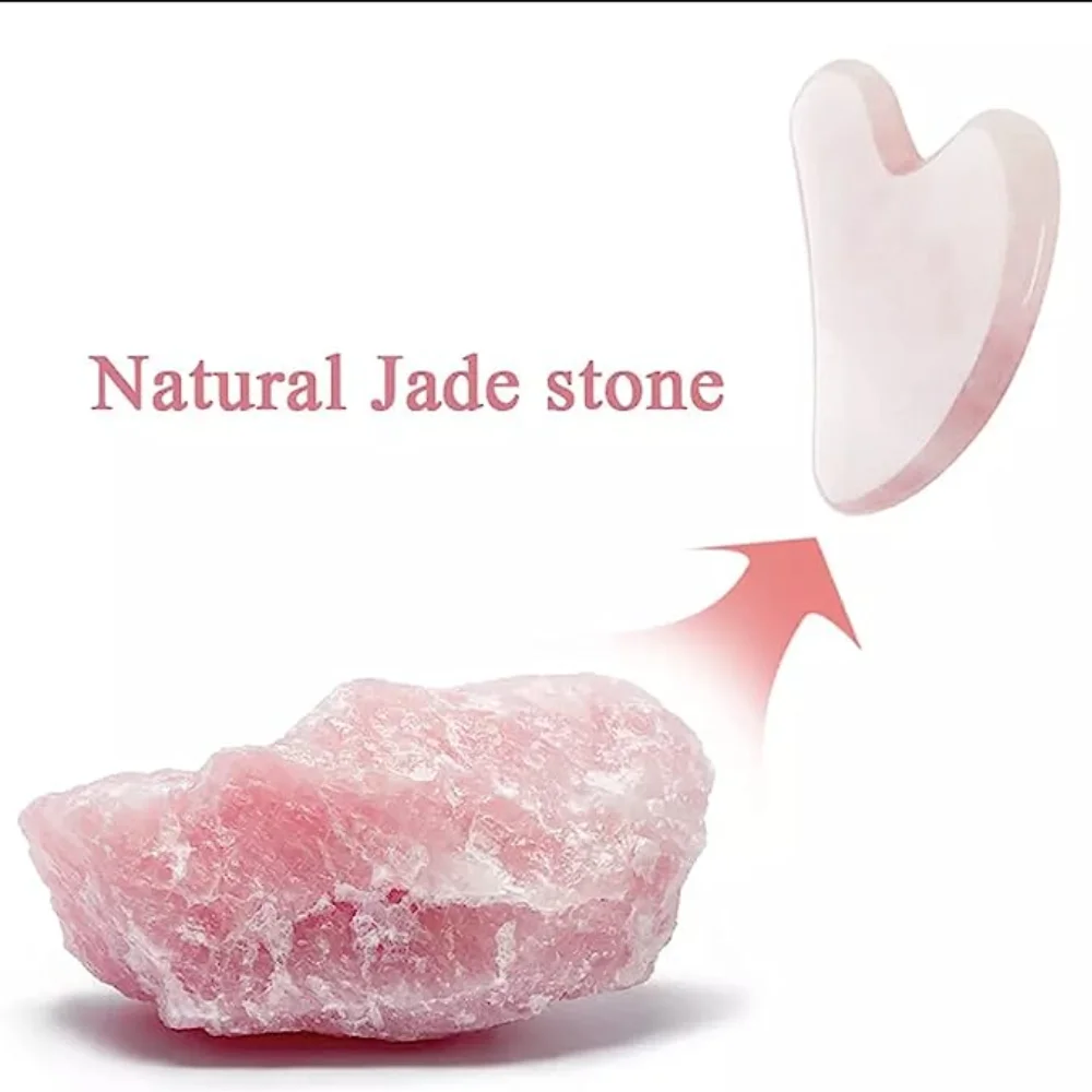 Rose Quartz Gua Sha For Face Massager Skin scraping GuaSha Lifting Natural Jade Massage for Face Gouache Scraper Wrinkle Remover - Image 3