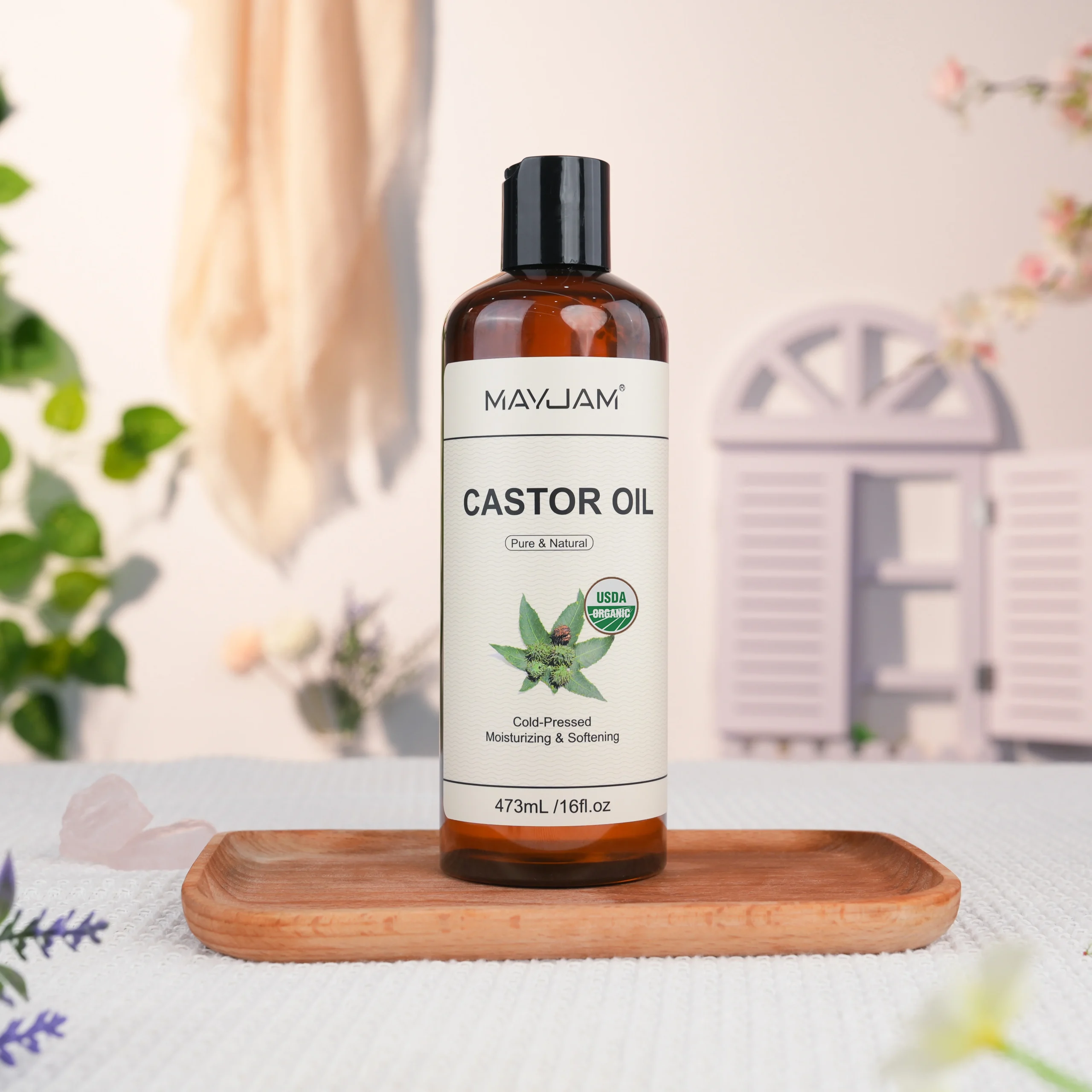 Organic Castor Oil Cold Pressed Massage Body Moisturizes Skin Nourish Hair 16fl.oz Pure Natural Carrier Oil for Eyelash Nail - Image 2