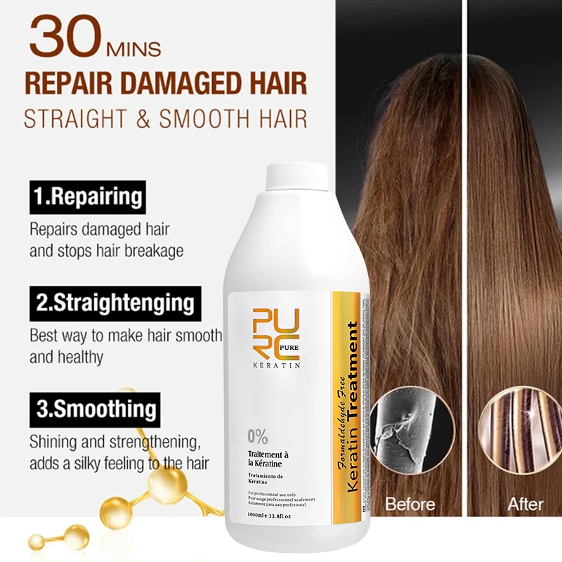 0%/5%/8%/12% Keratin Hair Straightening Treatment For Curly Frizzy Hair Smoothing Care Brazilian Keratin Salon Products 1000ml - Image 2