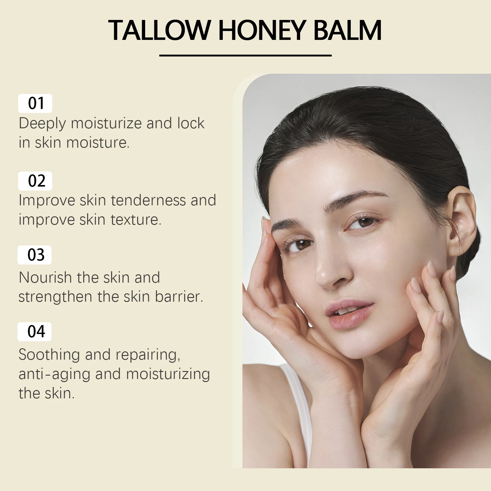 Whipped Beef Tallow and Honey Balm Skin Face Moisturizer Fast Absorption Grass Fed Grass Finished Organic Face Cream Body Lotion - Image 4