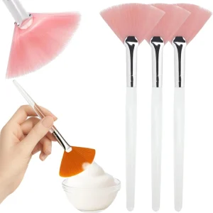 3/9PCS Fan Face Mask Brush Set - Vegan Soft Bristles, Hypoallergenic Applicator for Esthetician & Home Use (Cruelty-Free)