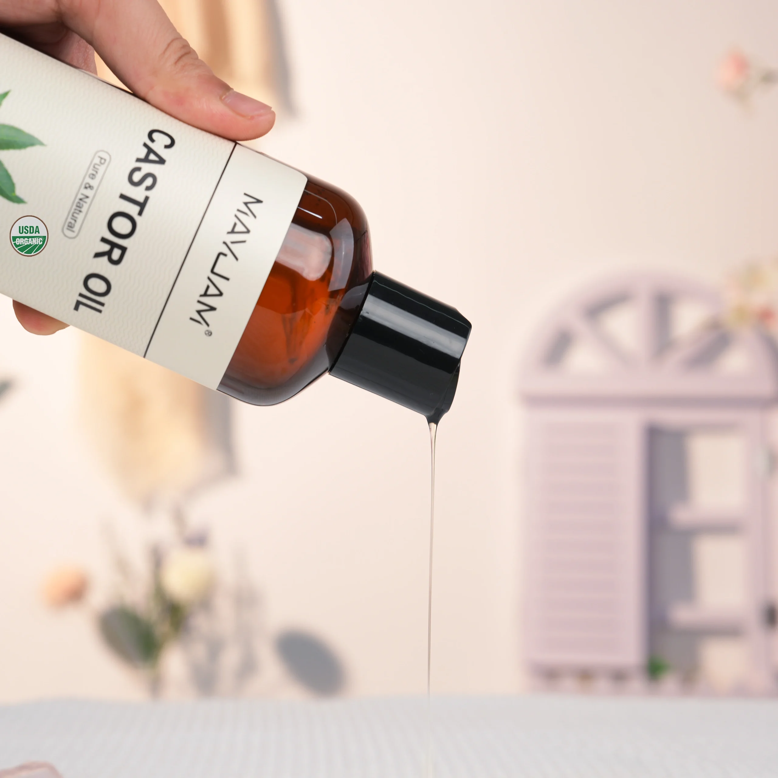 Organic Castor Oil Cold Pressed Massage Body Moisturizes Skin Nourish Hair 16fl.oz Pure Natural Carrier Oil for Eyelash Nail - Image 3
