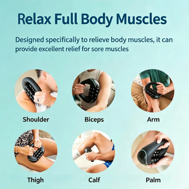 Electric handheld rolling massage for whole body muscle relaxation, roller fascia massager, silicone roller - Image 2