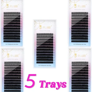 RUJADE 5 Case Wholesale Premium Silk Vegan Friendly Individual Lashes Soft Fluffy Matte Black Cilia 03 05 07 Russian Volume Lash