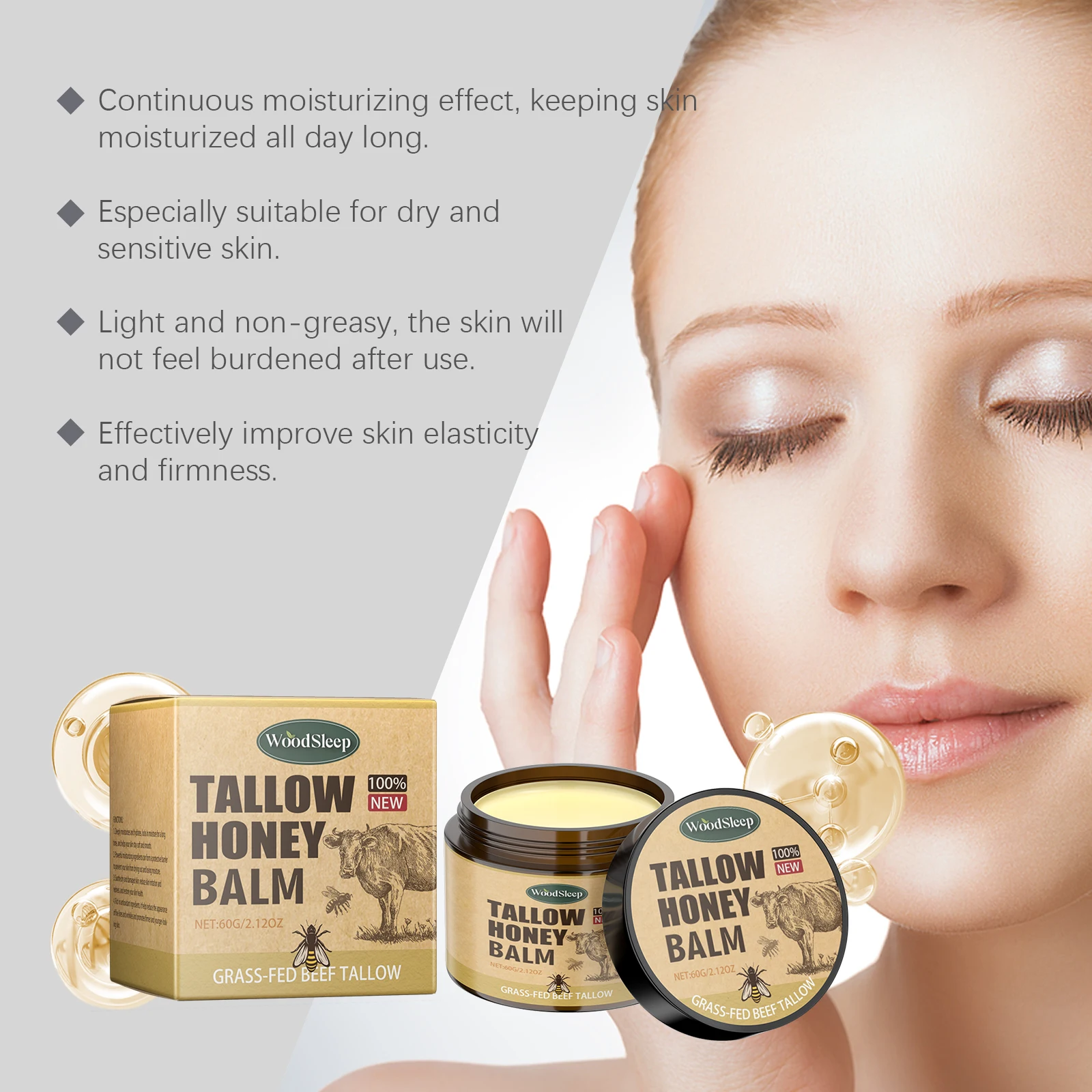 Whipped Beef Tallow and Honey Balm Skin Face Moisturizer Fast Absorption Grass Fed Grass Finished Organic Face Cream Body Lotion - Image 6