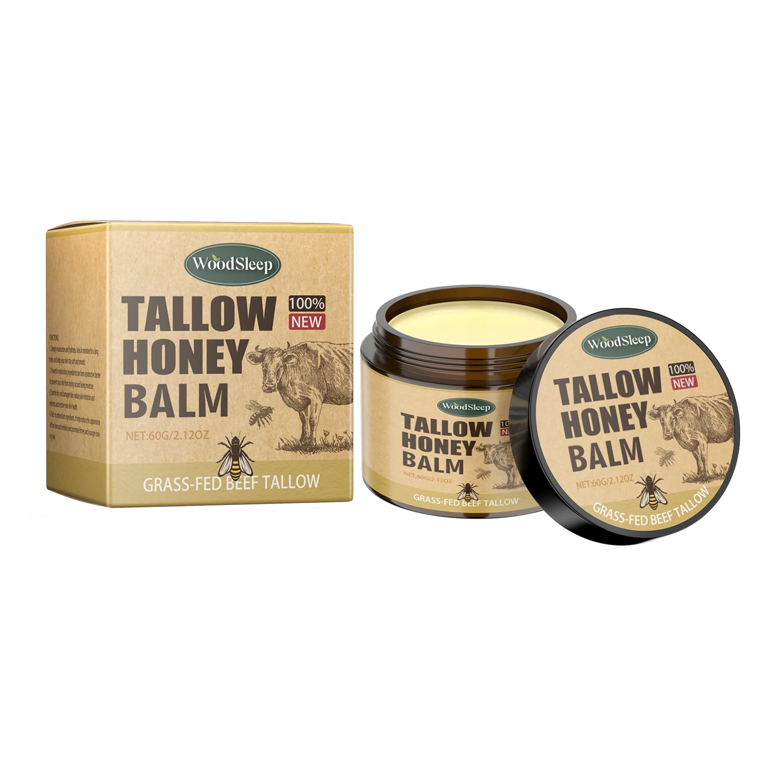 Whipped Beef Tallow and Honey Balm Skin Face Moisturizer Fast Absorption Grass Fed Grass Finished Organic Face Cream Body Lotion - Image 2