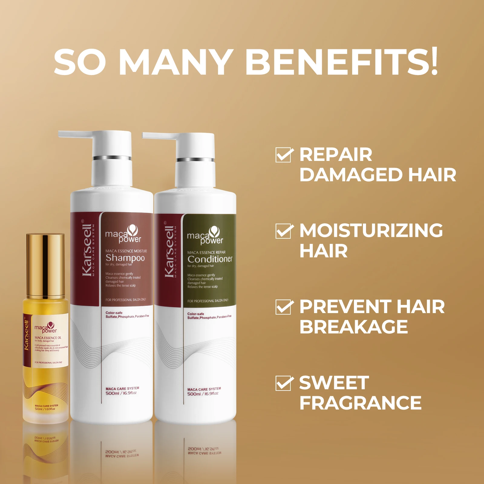 Karseell Collagen Cabello Argan Hair oil Shampoo and Conditioner Hair Care Product Series for Dry Damaged Hair All Hair Types - Image 5