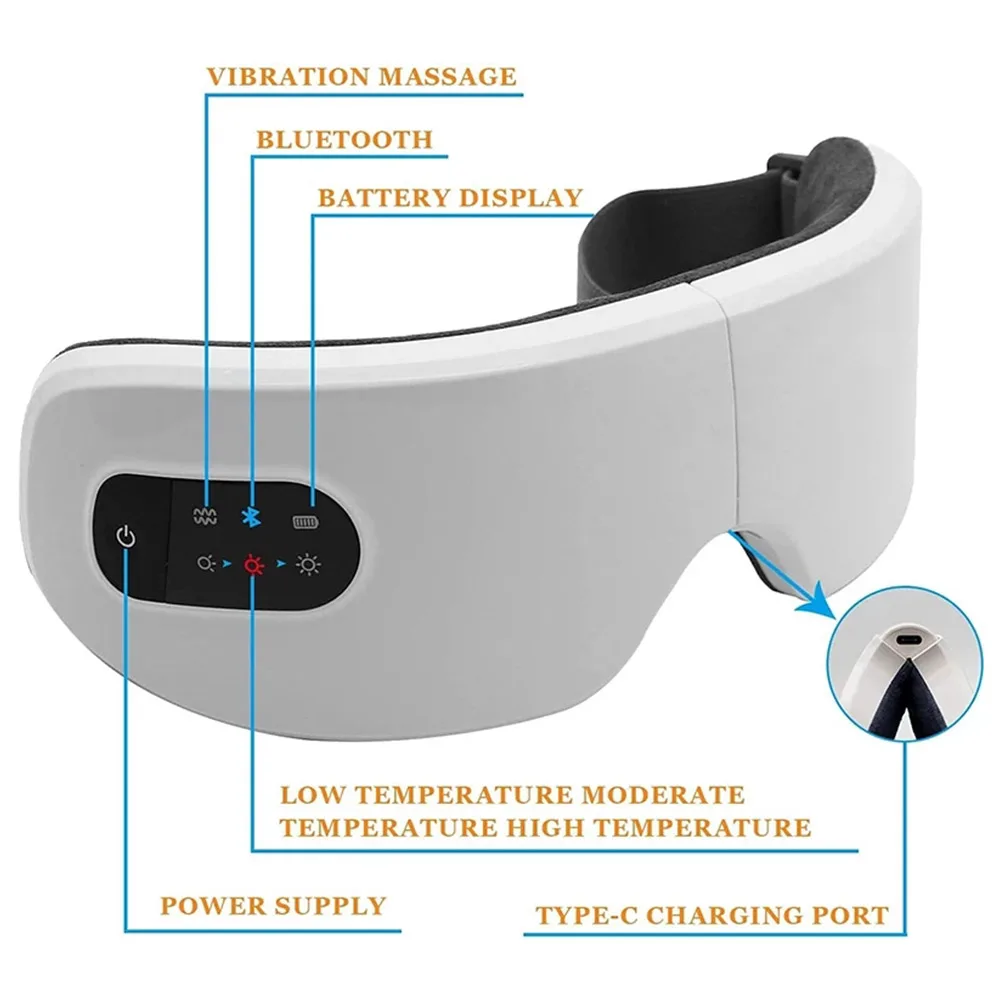 Smart Electric Eye Massager Air Pressure Hot Compress Massage Glasses Foldable Bluetooth Music Eyes Massage USB Rechargeable - Image 4