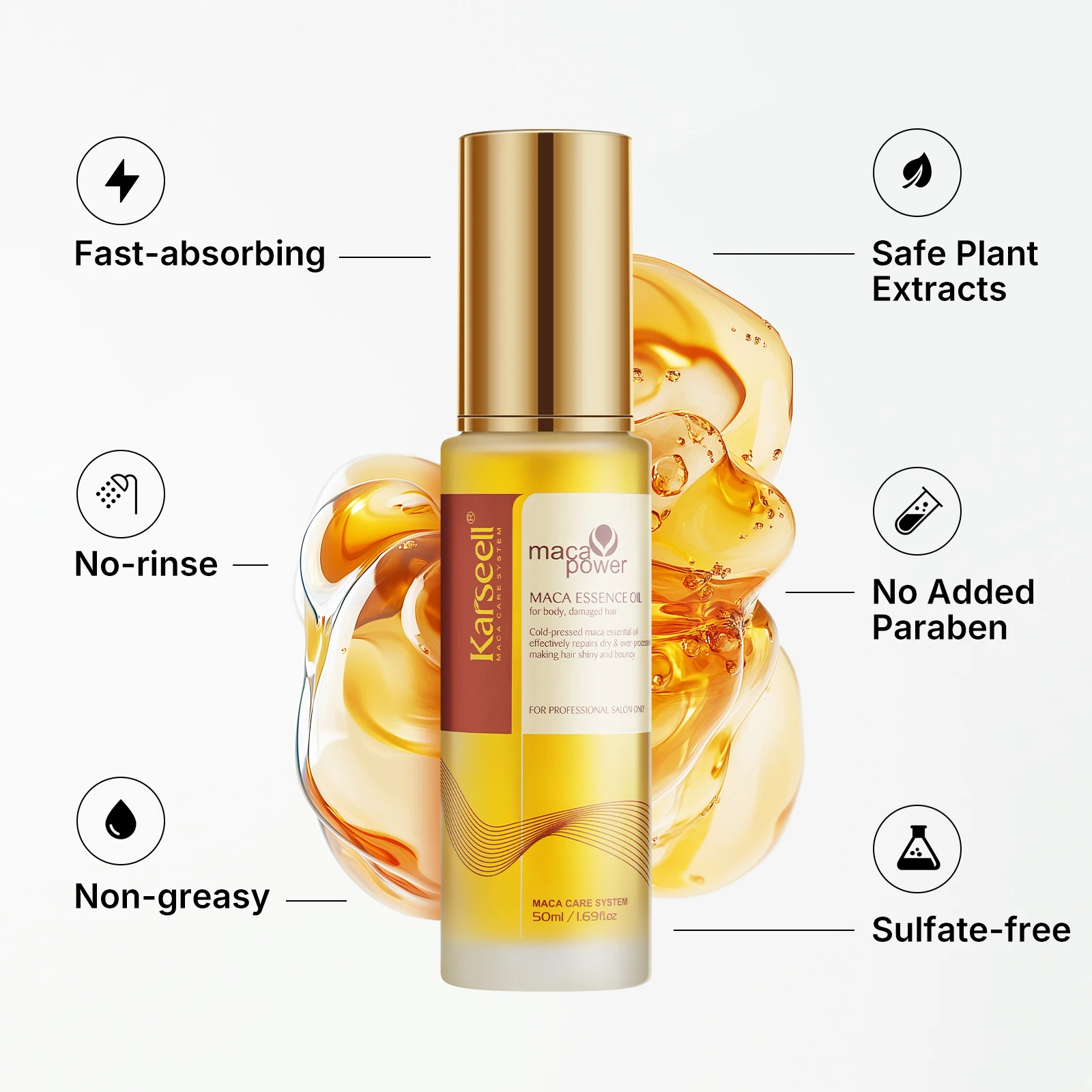 Karseell Cold-Pressed Moroccan Argan Hair Oil Weightless Repair & Nourishment for Damaged Hair - Image 5