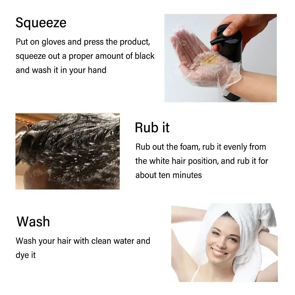 3 In 1 Instant Coloring Shampoo 500ml Natural Black Color for Men Women Hair Dye Herbal Brown Purple Hair Dye Shampoo - Image 4
