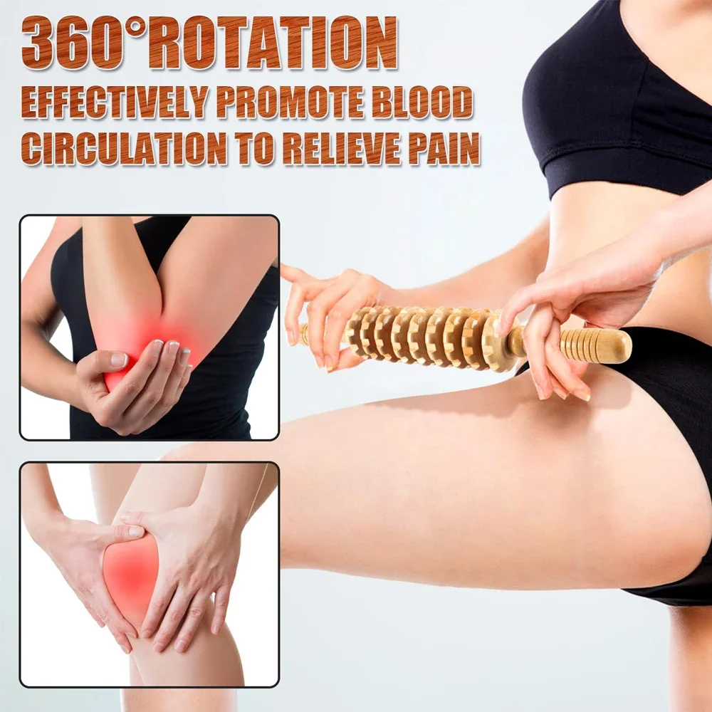 Curved Wood Roller for Stomach Cellulite,Wooden Therapy Massage Tool for Body Shaping,Wood Massager Stick for Lymphatic Drainage - Image 2
