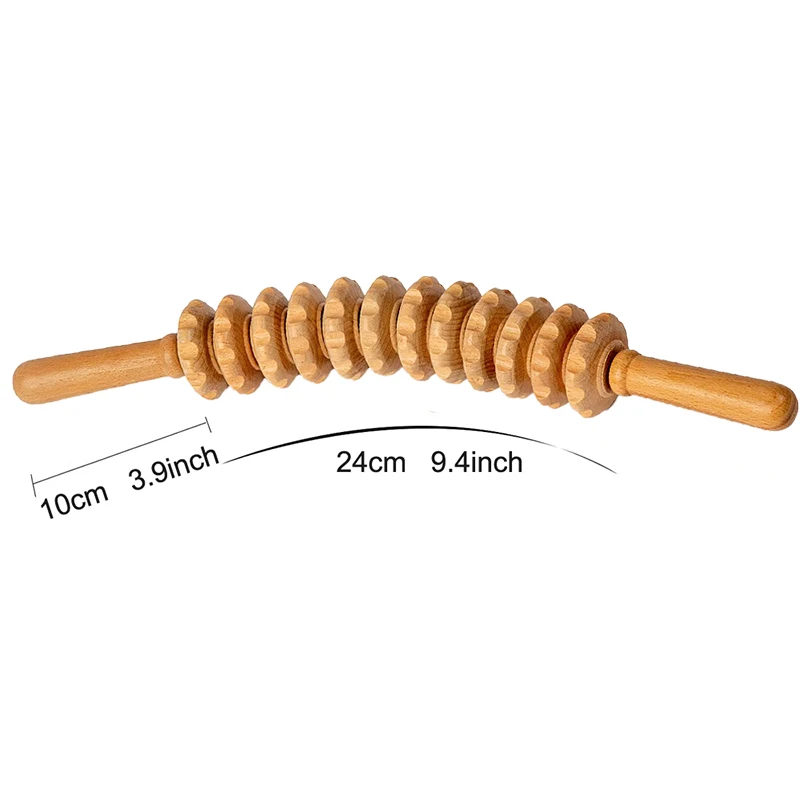 Wooden Roller Massage Stick Handheld Gear Tool 12 Wheel Rolling Tool Bendable Roller Trigger Point Made Of Pure Natural Wood - Image 6