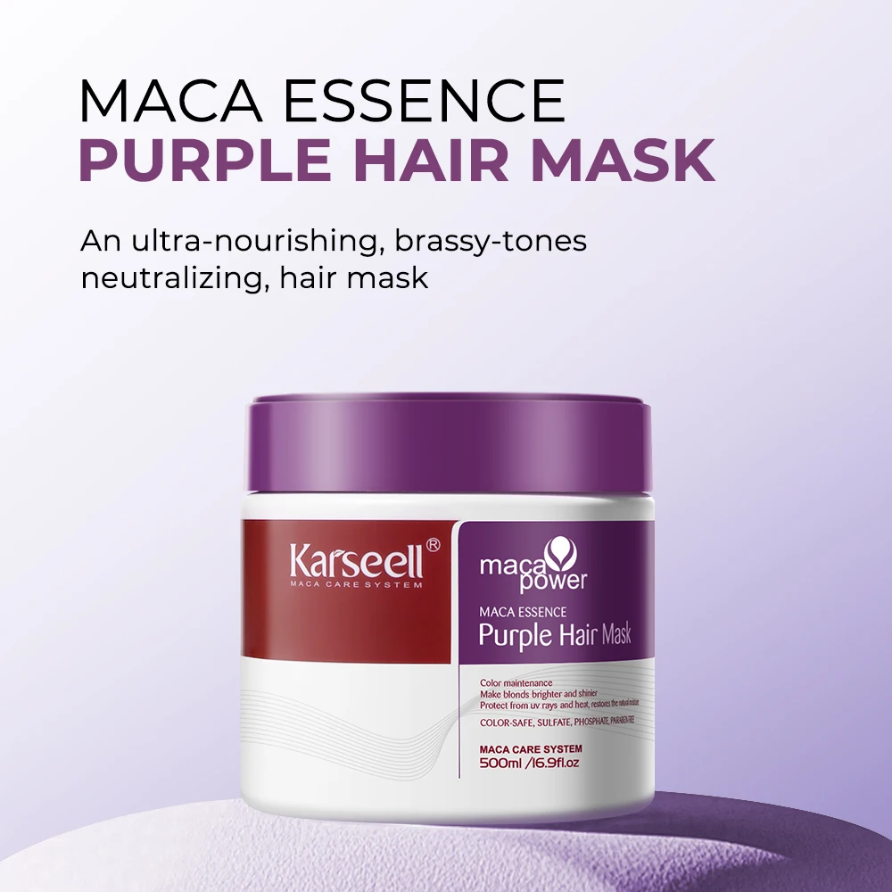 Karseell Purple Hair Mask 100ml/500ml Professional Neutralizes Brass Yellow Tones For Blonde Silver Gray Highlighted Hair - Image 2