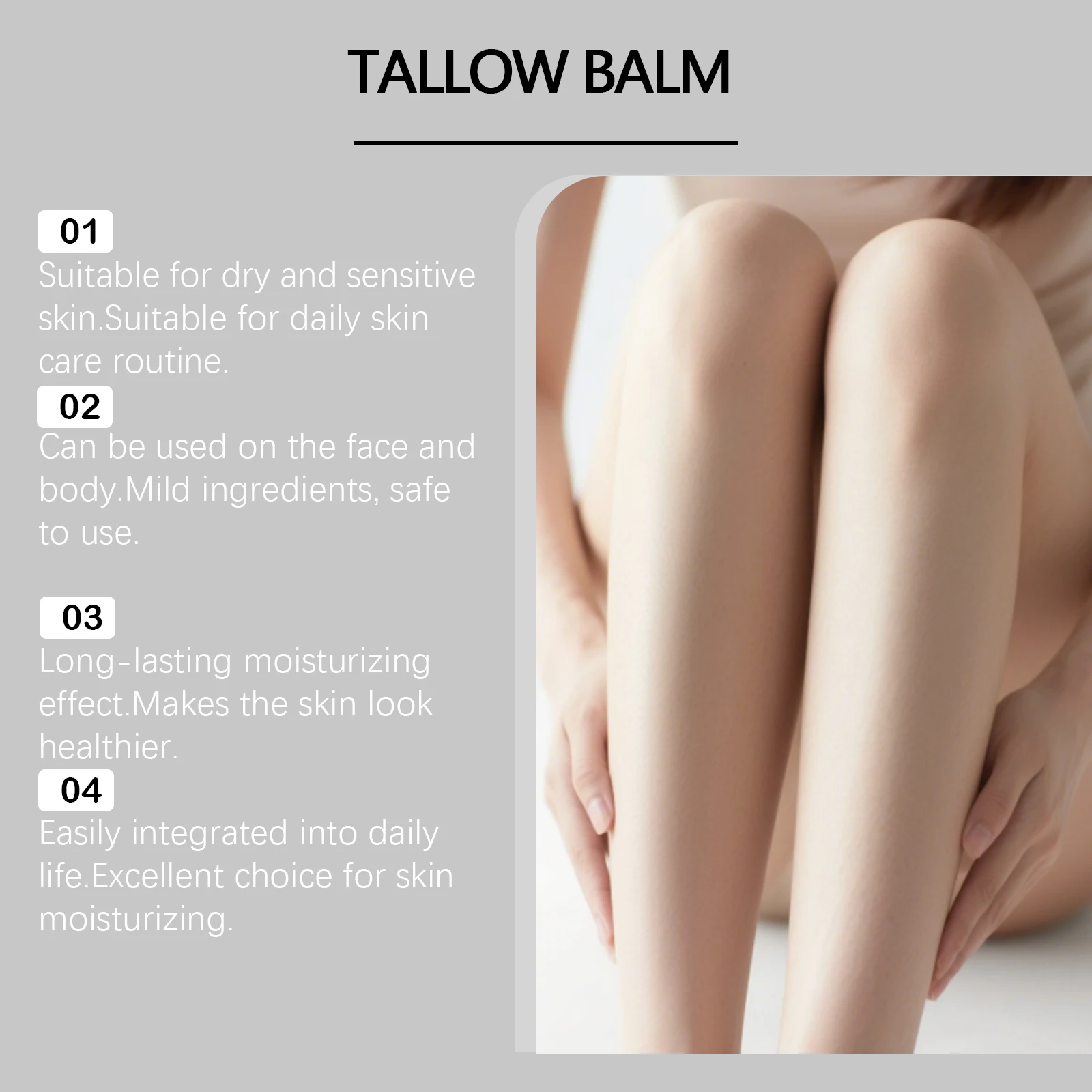 Woodsleep Organic Grass-Fed Beef Tallow Balm with Raw Honey Deep Hydration Face Body Care Smooth Soft Beef Tallow Honey Balm 60g - Image 3