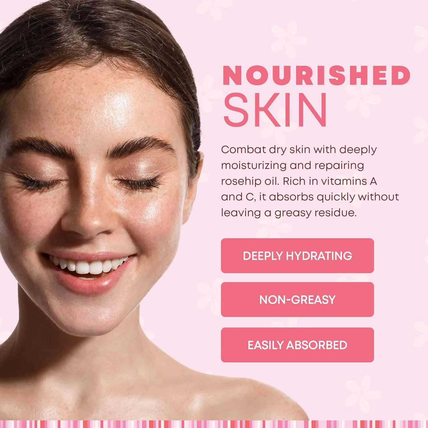 Organic Rosehip Oil Antioxidant Improve Fine Lines Wrinkles Firming Lifting Repair Moisturizer Nourish Smooth Hair Skin Care Oil - Image 3