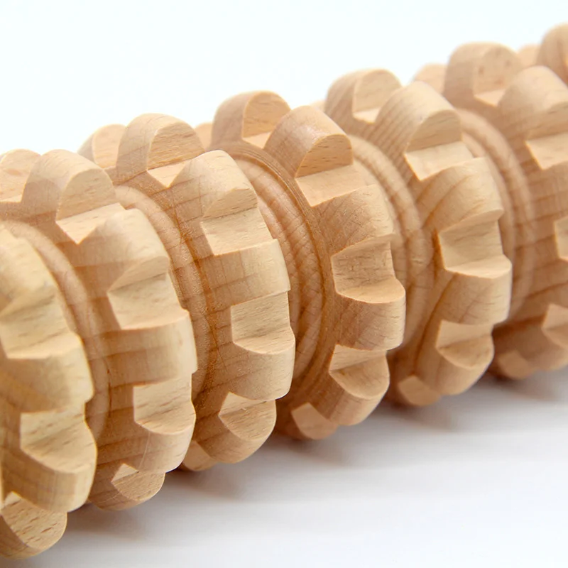 Wooden Roller Massage Stick Handheld Gear Tool 12 Wheel Rolling Tool Bendable Roller Trigger Point Made Of Pure Natural Wood - Image 4