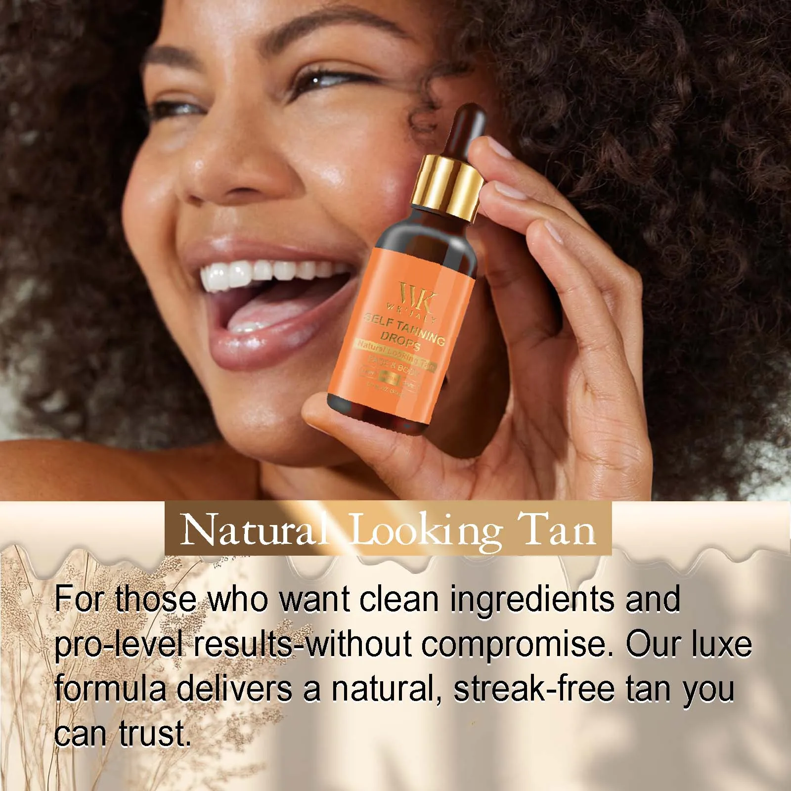 WK JALY Medium Self Tan Drops, Natural Glow Sun Bronzing Drops, Sunless Tanning for Face, Body, Add to Skin Care for Custom Tan - Image 2