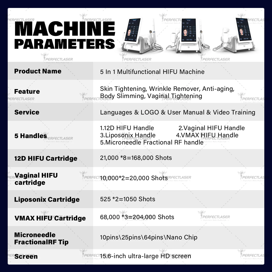 Perfectlaser 5 IN 1 12D Face Lifting Machine Vmax Anti-Aging Liposonix Body Slimming Vaginal Tightening Facial Skin Rejuvenation - Image 6