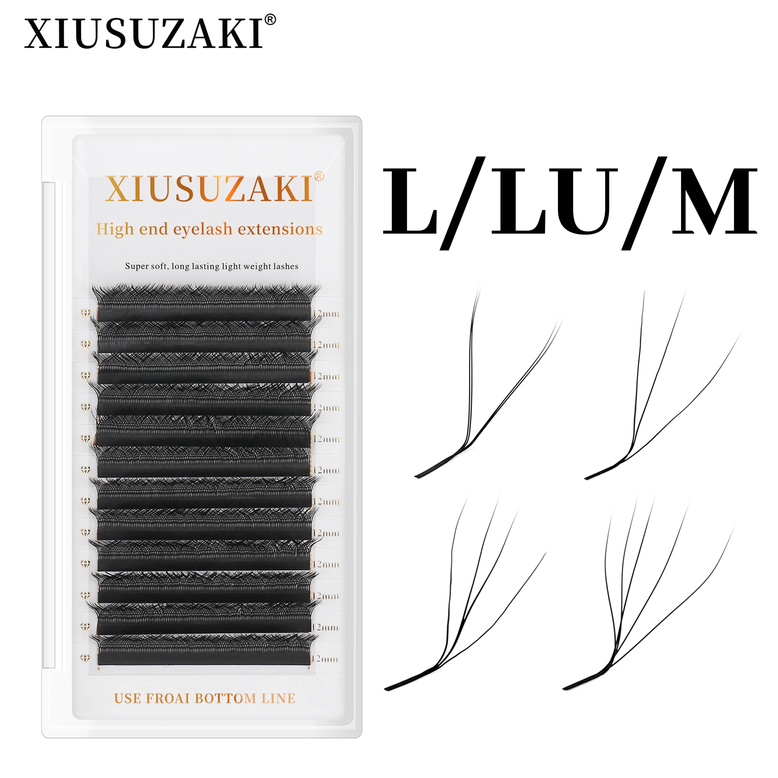 XIUSUZAKI L/LU/M Curl YY 3D 4D 5D W Shape Eyelash Extension Hand Woven Soft Light Natural Lashes Premade Volume Fan Eyelashes
