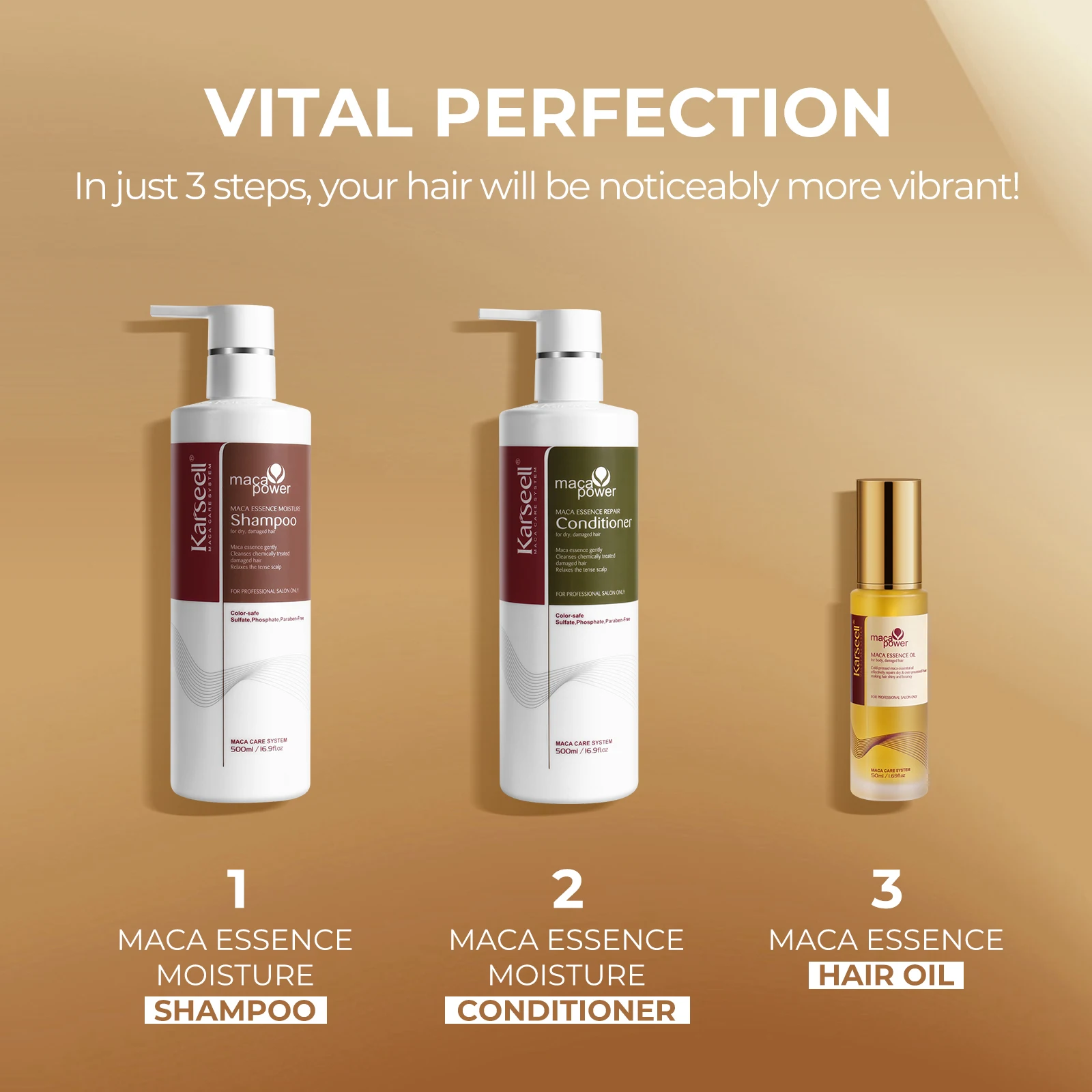 Karseell Collagen Cabello Argan Hair oil Shampoo and Conditioner Hair Care Product Series for Dry Damaged Hair All Hair Types - Image 3